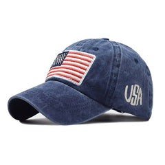 Washed Retro Letter Baseball Cap American Flag Cotton Hat