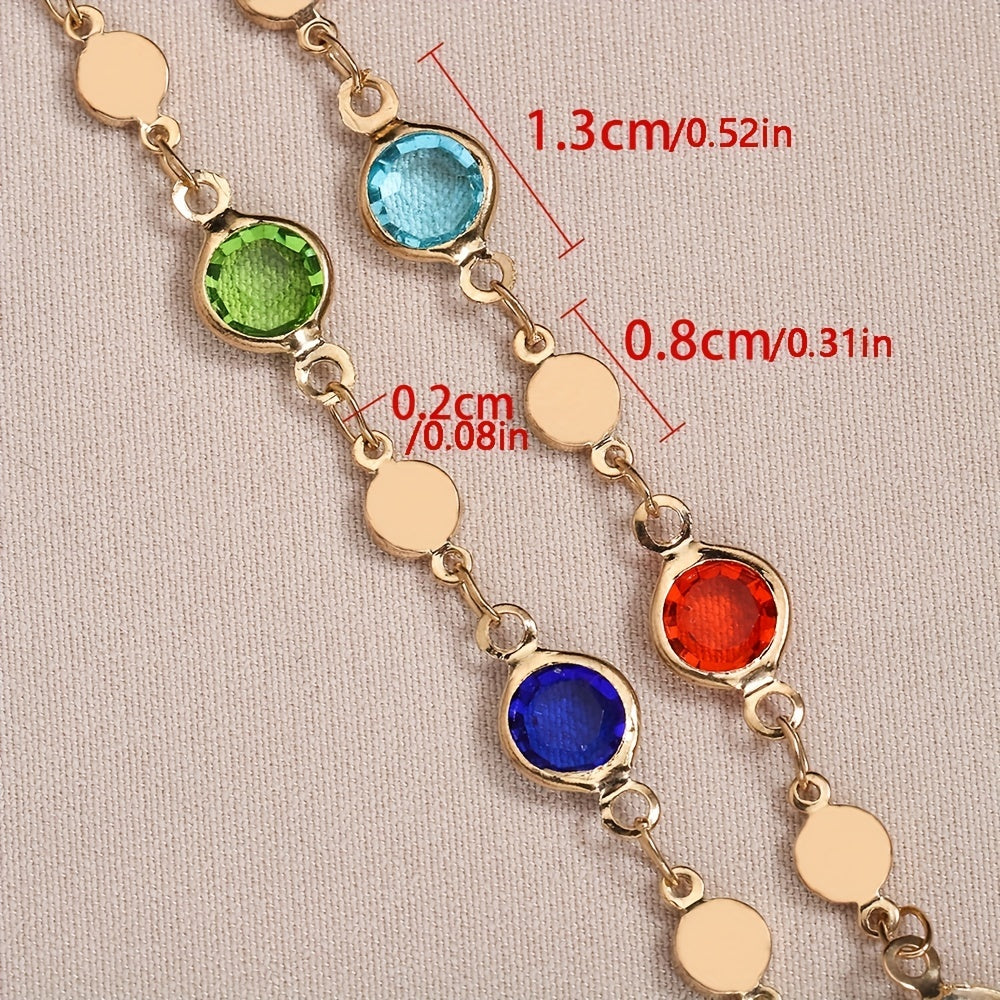 1 Meter Colorful Round Crystal Clip Copper Chain Diy Bracelet Necklace