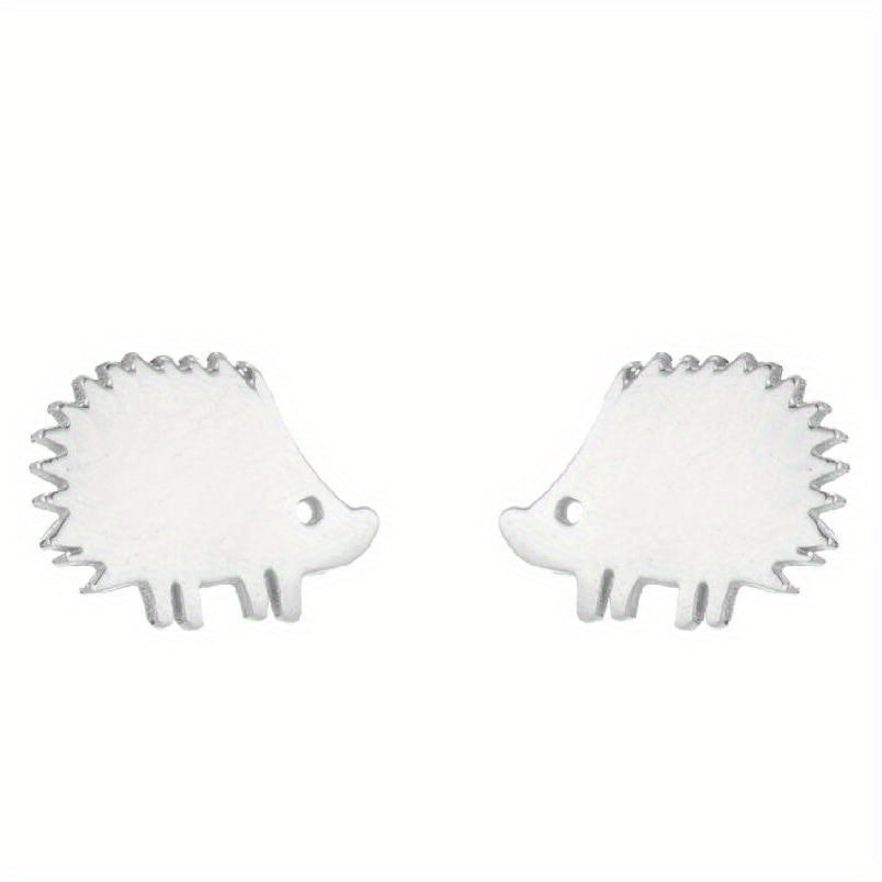 2pcs Men's Stainless Steel Hedgehog Stud Earrings