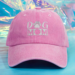 Washed Embroidery DOG MOM Baseball Cap Outdoor Sunscreen Peaked Cap