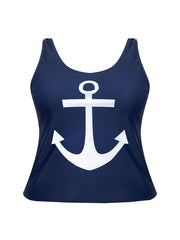  Anchor Print Tankini Set - Women's Plus Two Piece Set