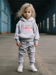 Girls 2pc Alphabet Pattern Hooded Sweatshirt & Sweatpants Set