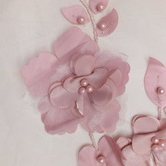 1pc 3D Applique Flowers Pearls Lace Fabrics DIY Dress Making