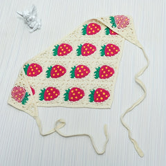 Sweet Strawberry Crochet Triangle Scarf Headband