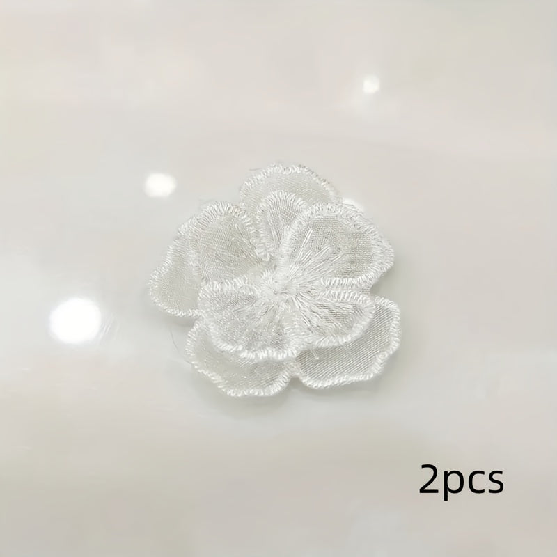 2pcs Lace Flower Patches DIY Appliques Clothing Dress Home Decor