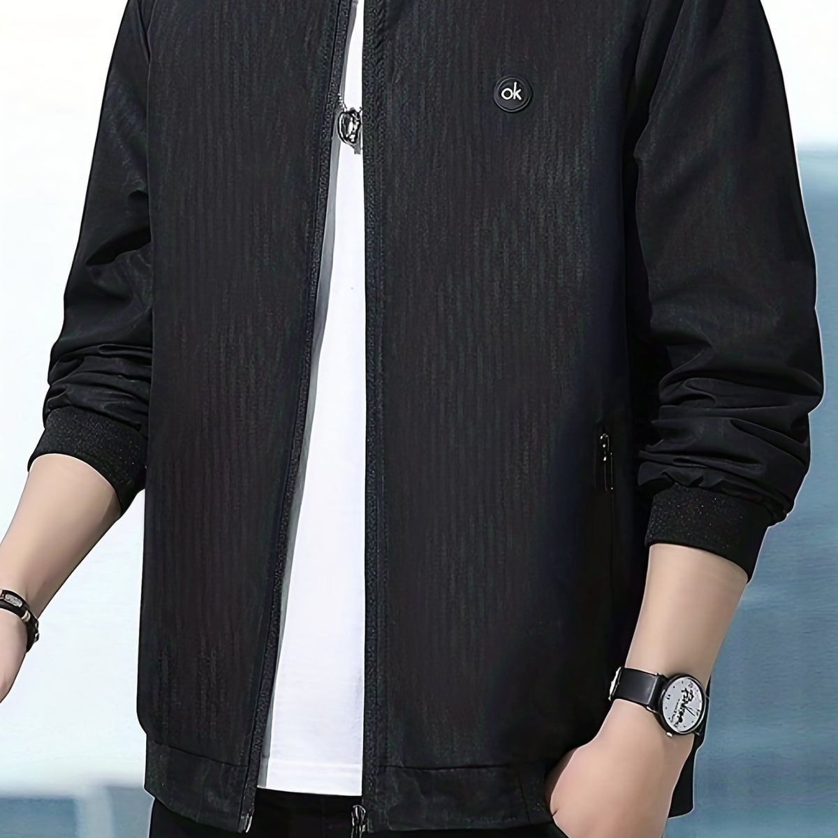 Men's Casual Baseball Collar Jacket Regular Fit Coat