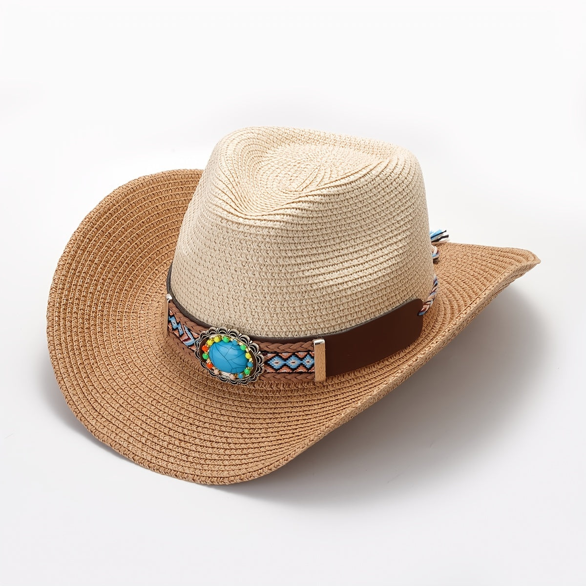 Boho Cowboy Hat Vintage Western Straw Hat