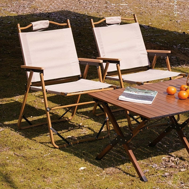 Portable Aluminum Wooden Handle Chair for Outdoor Camping