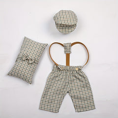 4pcs Newborn Baby Photography Props Plaid Costume for Boys & Girls