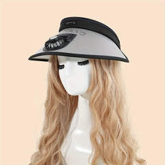 Stripe Print Fan Visor Hat Wide Brim Summer Sun Hat