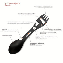 10 in 1 Stainless Steel Camping Tool - Lightweight & Portable Outdoor Gadget