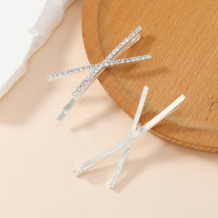 X Shaped Crystal Hair Pins Metal Hair Clip Rhinestone Bobby Pin for Women