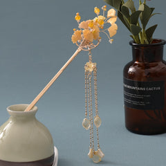 Vintage Ginkgo Tassel Hairpin with Faux Pearl