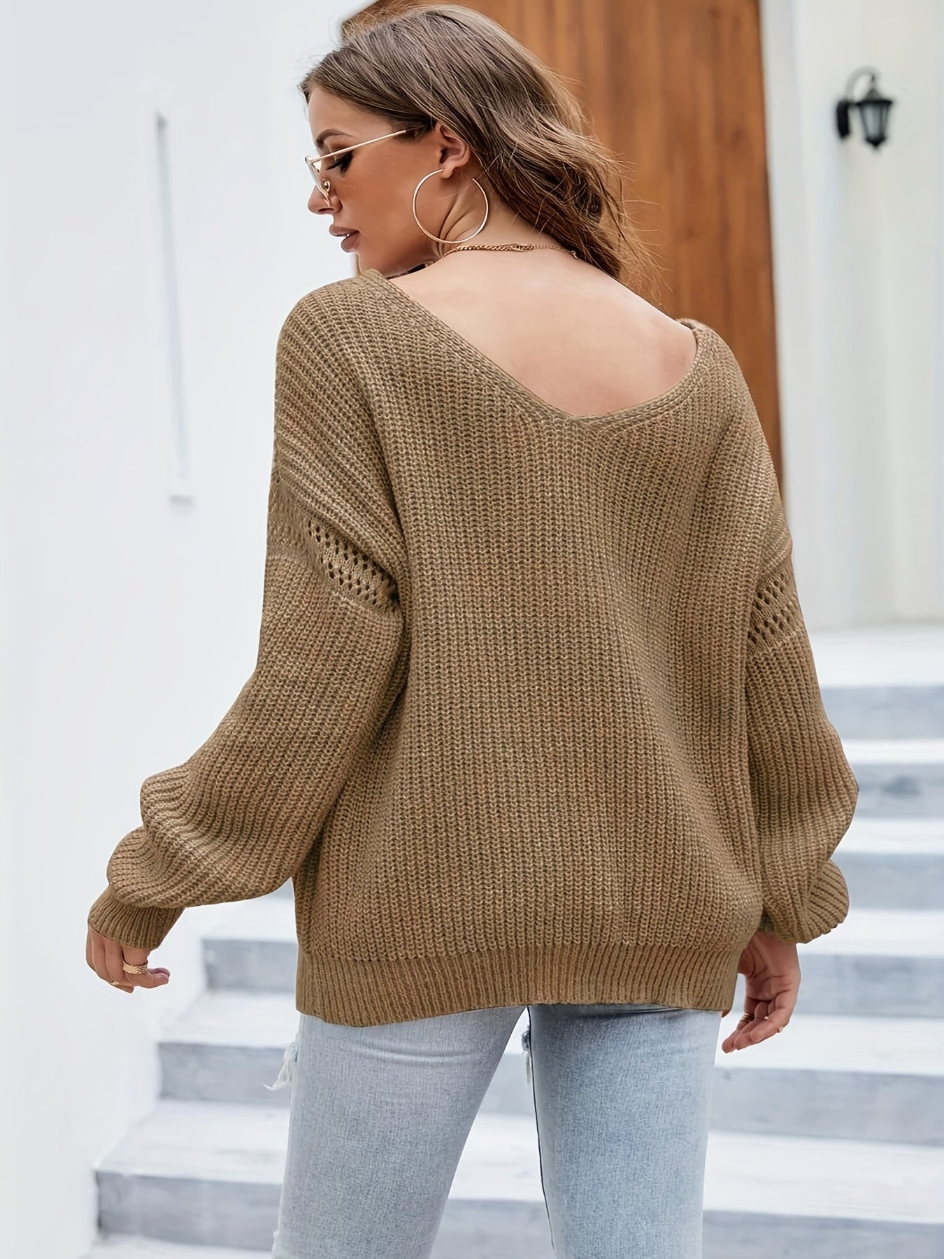  Casual Sweater Women's Plus Cable Knitted Long Sleeve Loose Pullover