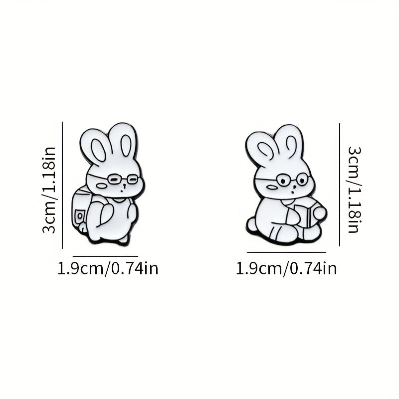 Cute Rabbit Glasses Brooch Pin Cartoon Badge for Backpacks Sweaters Jackets