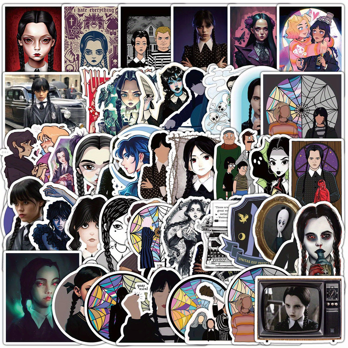 50pcs American TV Series Doodle Stickers Waterproof Stationery Stickers