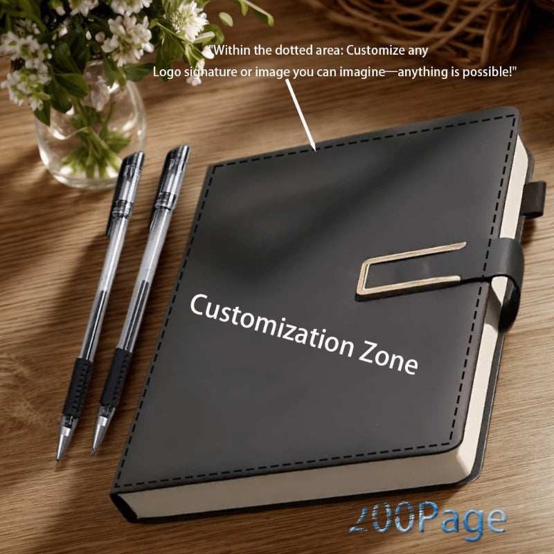 Personalized A5 Faux Leather Notebook with Custom Logo, Name, and Image