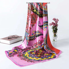 Satin Large Square Head Scarves Silk Ne...