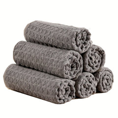 6pcs Microfiber Waffle Plaid Washcloths Absorbent Soft Bathroom Kitchen Cleaning