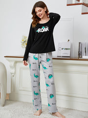 Women's Soft Pajama Set Lightweight Long Sleeve Top & Pants Loungewear