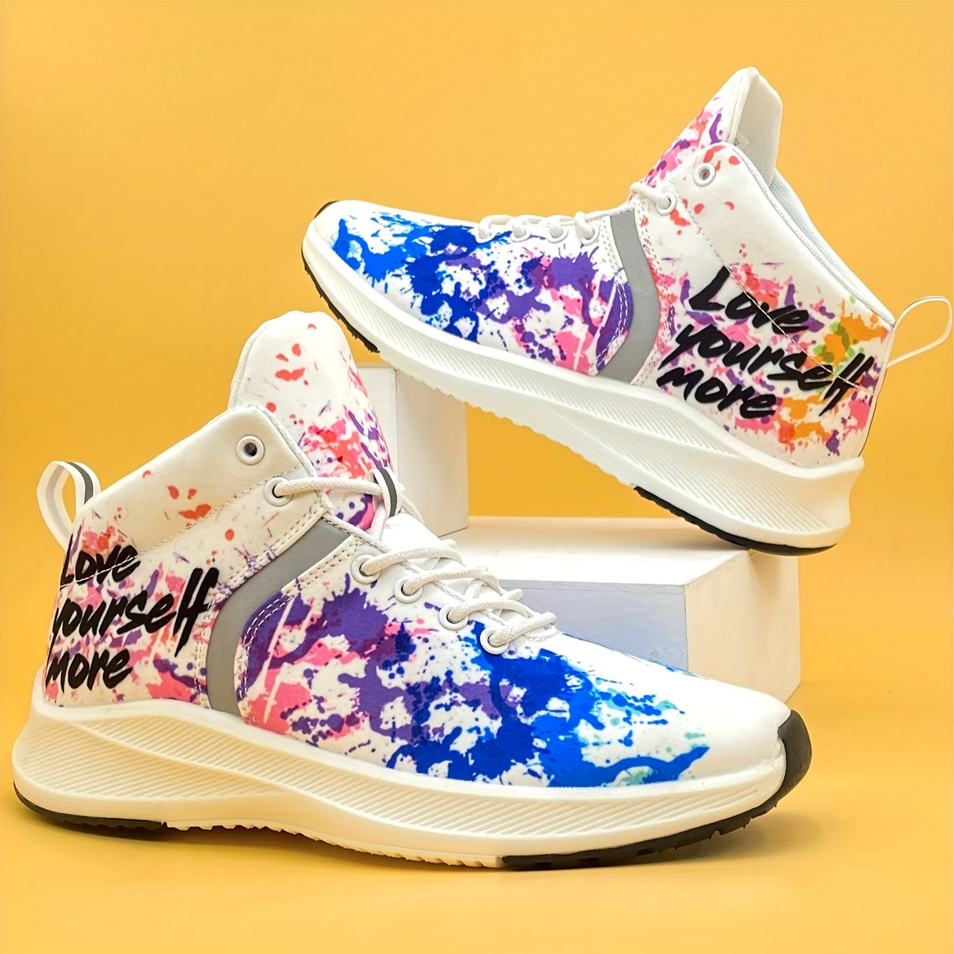 Graffiti Lover Yourself More Pattern Soft Thick Bottom Sneakers