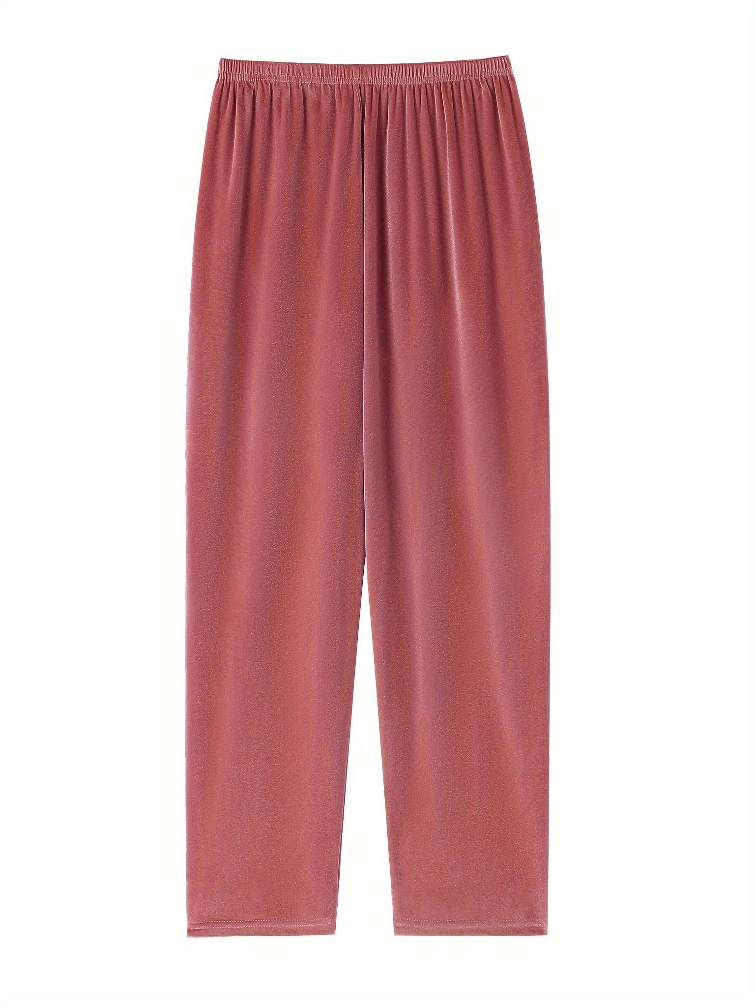  Velvet Lounge Pants Elastic Waist Medium Stretch