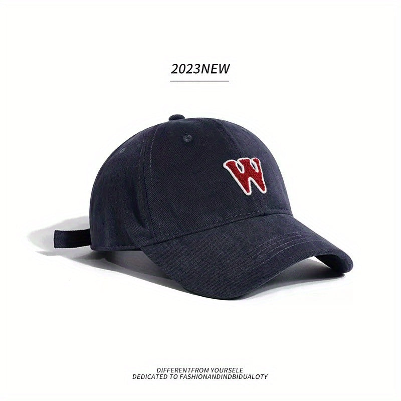 W Baseball Cap Solid Cotton Dad Hat Adjustable Sun Hat