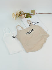 2pcs Letter Print Cami Tops Slim Fit Women's Lingerie