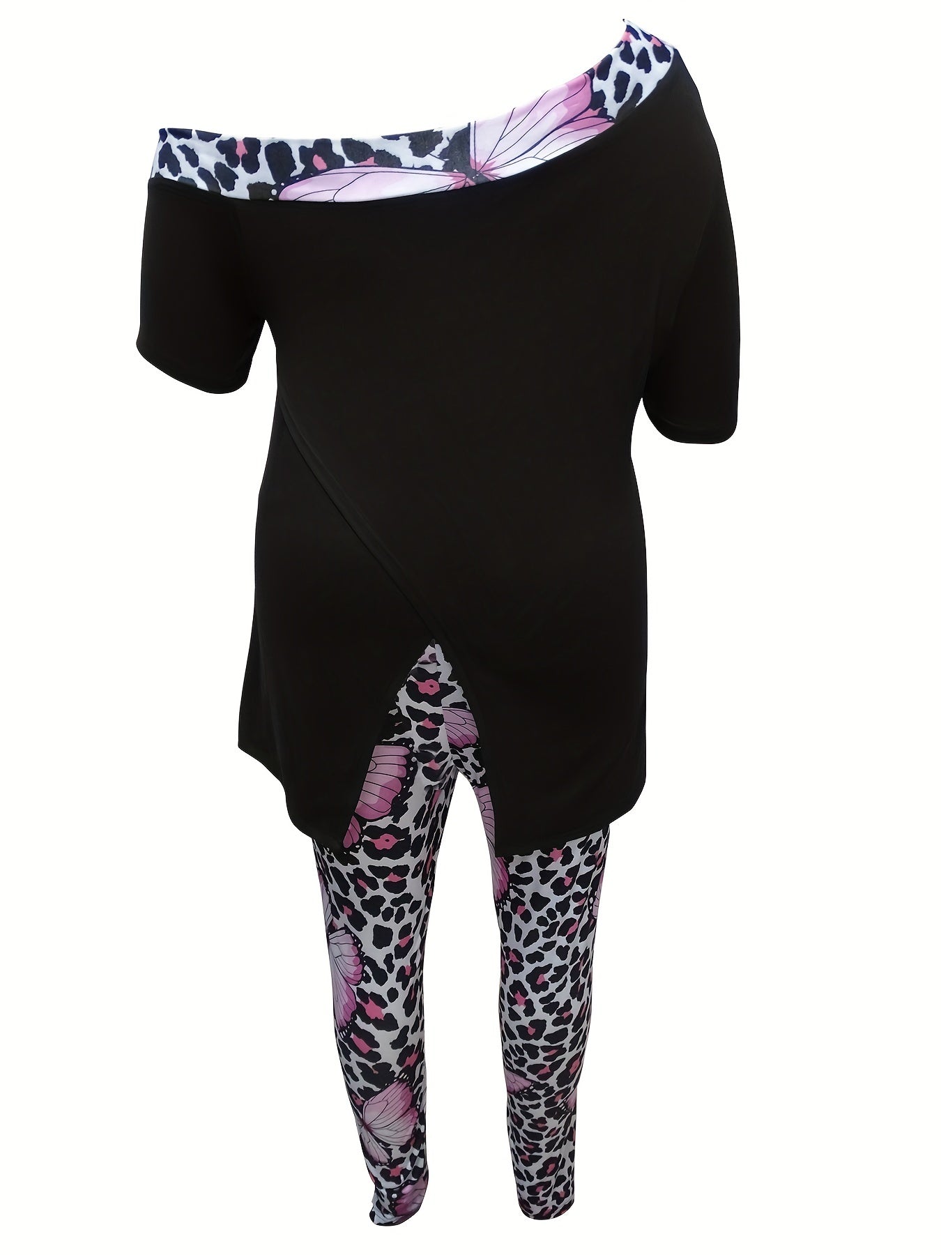  Casual Outfits Set One Shoulder Top & Pants Two Piece Set