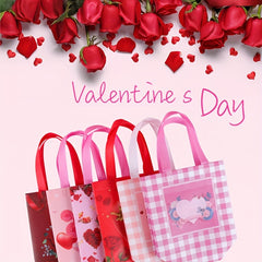 8pcs Valentines Reusable Gift Bags Treat Bags Handles Valentines Party Bags
