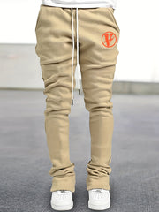 Men's V Pattern Drawstring Flare Pants