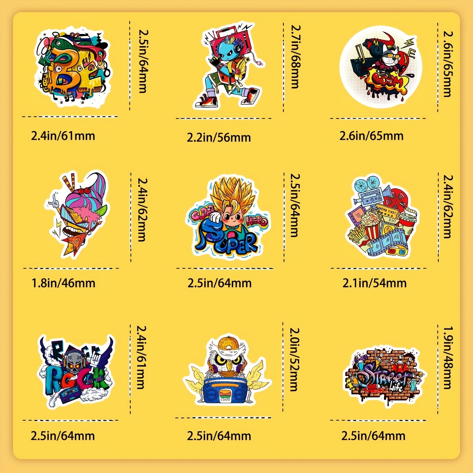 100pcs Graffiti Stickers Mixed Rock Vinyl Sticker Packs