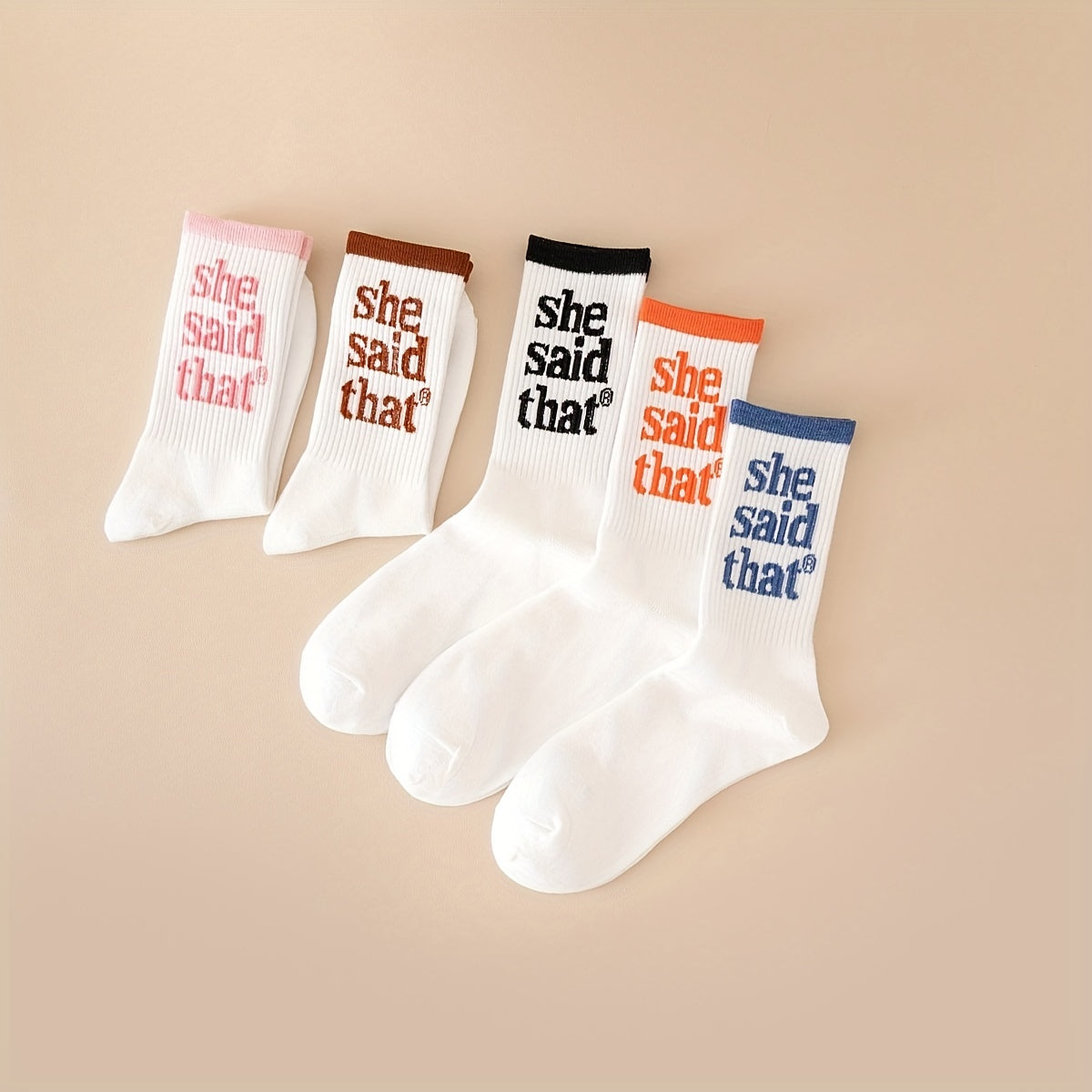 5 Pairs Letter Print Socks Mid Tube Women's Stockings