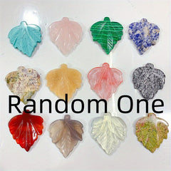 Crystal Leaf 1.97inch Plant Handicraft Healing Stones Mix Colorful Carvings