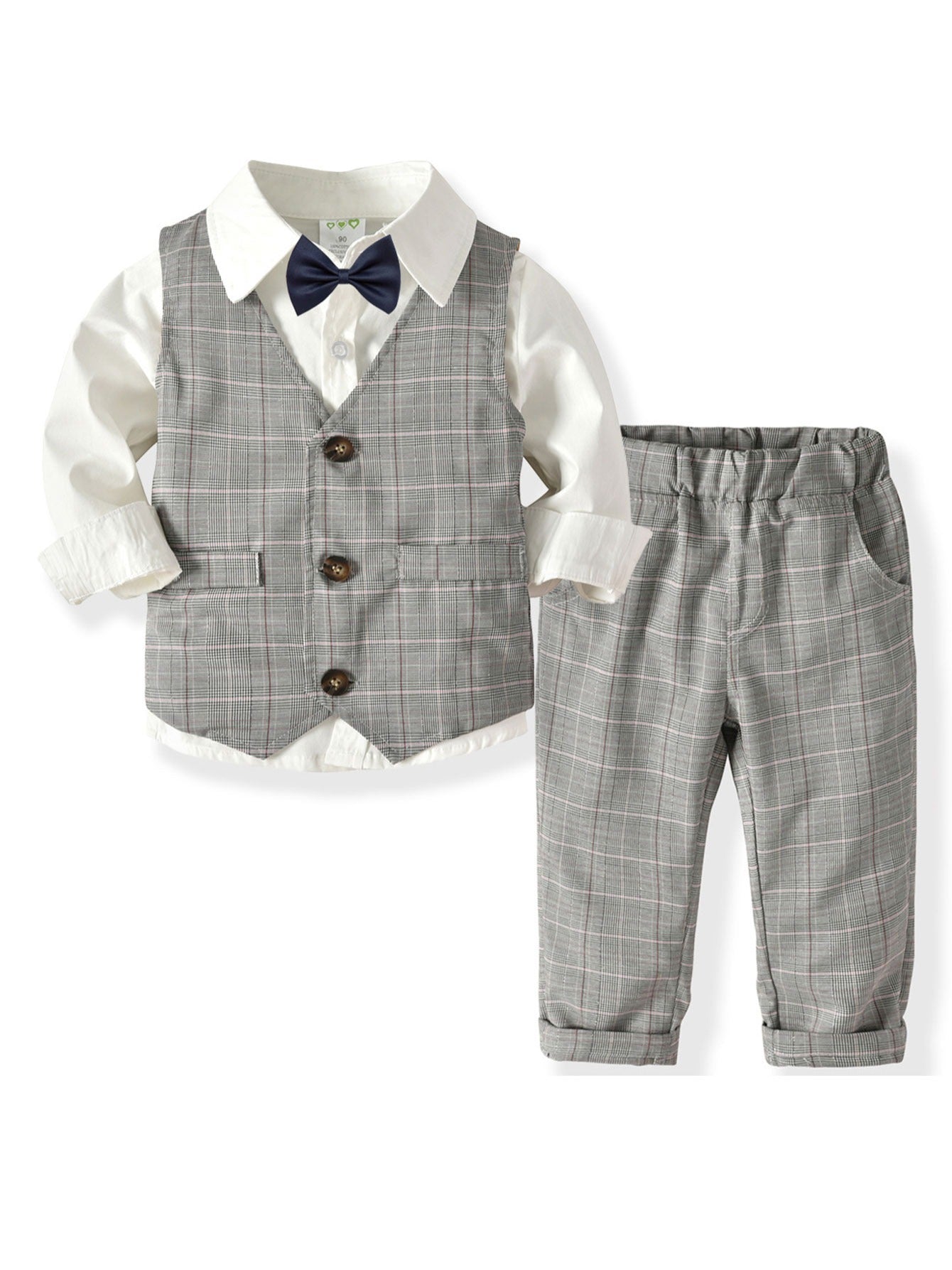 4pcs Baby Toddler Boys Gentleman Bowtie Outfits Long Sleeve Suit