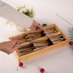Bamboo Silverware Drawer Divider Organizer