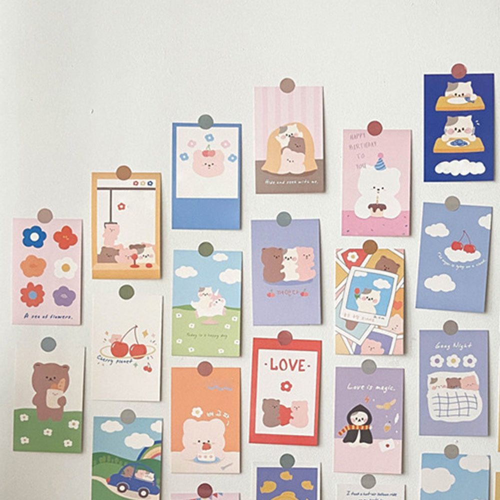 30pcs Girl Heart Bear Card Set Diary Journal Students' Room Decoration