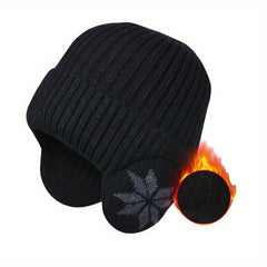 Men's Thickened Windproof Knitted Hat Winter Warm Beanie Cap Ear Warmer
