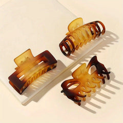 3pcs Hollow Hair Claw Nonslip Ponytail Holder