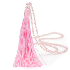 Multicolor Crystal Beaded Necklace Tassel Pendant Long Sweater Chain