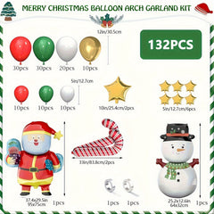 132pcs Christmas Balloon Garland Arch Kit with Merry Christmas Banner