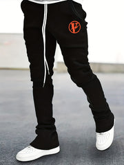 Men's V Pattern Drawstring Flare Pants