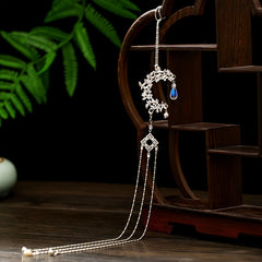 Chinese Style Tassel Metal Waist Ornament Crystal Flower Decoration