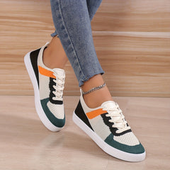 Women's Breathable Knit Sneakers Casual Lace Up Outdoor Shoes