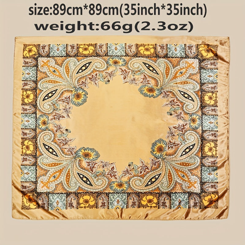 Paisley Print Satin Shawl Silk Square Scarf Bandana