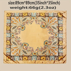 Paisley Print Satin Shawl Silk Square Scarf Bandana
