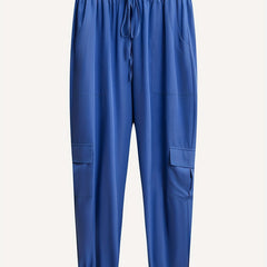  Solid Jogger Trousers With Flap Pockets