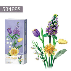 Mini Building Blocks Bouquet Set DIY Creative Building Blocks Plant Collection