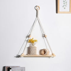 Tassel Woven Wall Hanging Shelf Board Home Bathroom Bar Decor