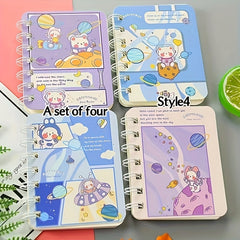 Set of 4 Cartoon Animal A7 Coil Notepad Office Notebook